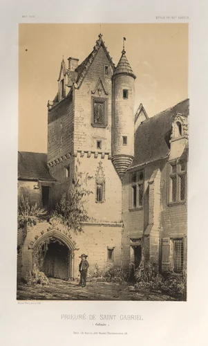 Architecture Pittoresque ou Monuments des XVeme. Et XVIeme. Siecles: Chateaux de France des XV et XVI Siecles: Pl. 46, Prieuré De Saint Gabriel (Calvados) by Victor Petit, print, 1860