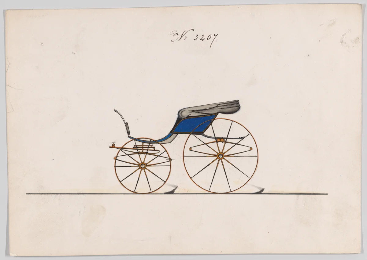 Design for Pony Phaeton, no. 3207 by Brewster & Co., drawing, 1876