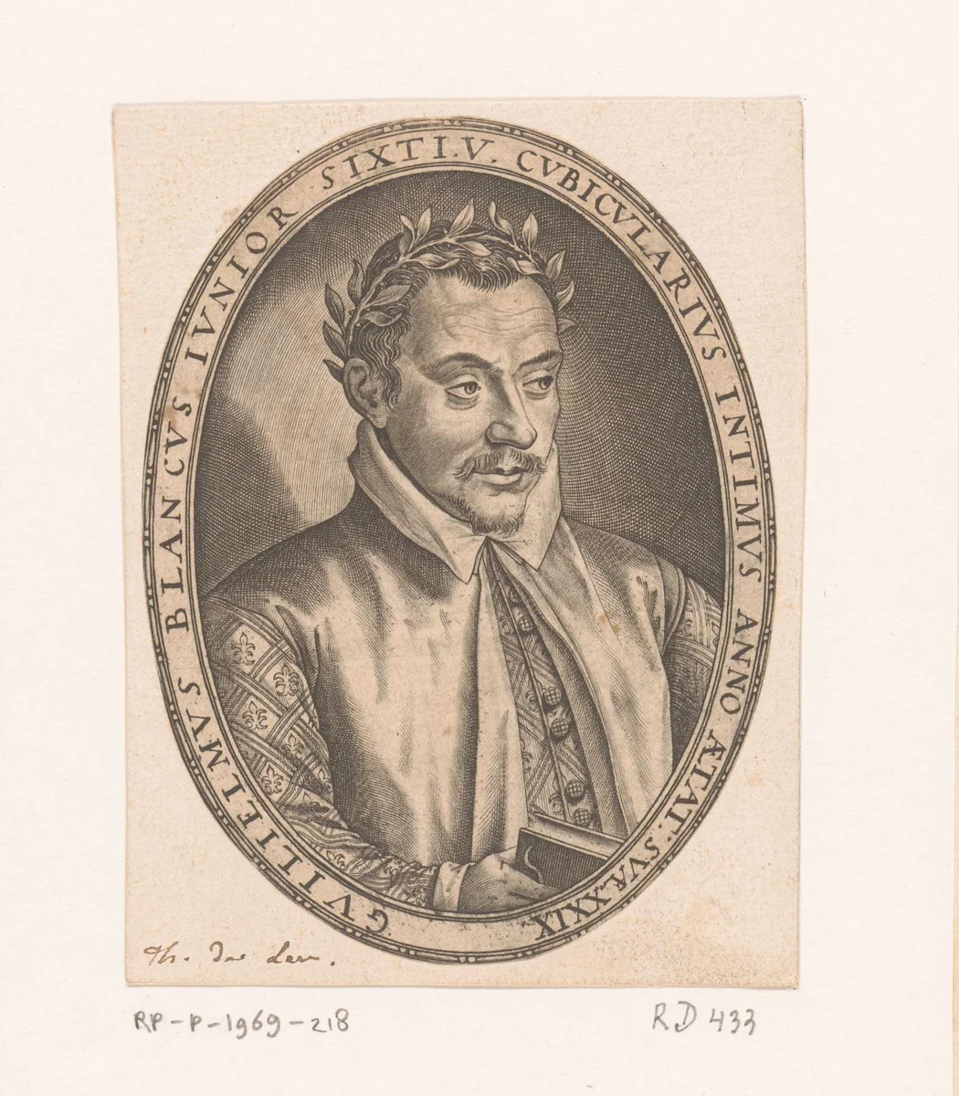 Portret van Guillaume Le Blanc by Thomas de Leu, print, 1576-1614