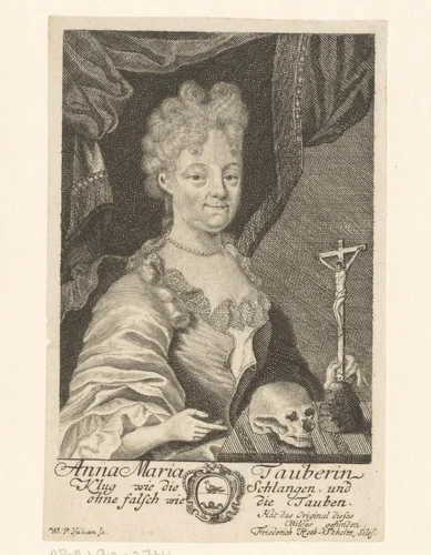 Portret van Anna Maria Roth-Scholtz by Wolfgang Philipp Kilian, print, 1669-1716