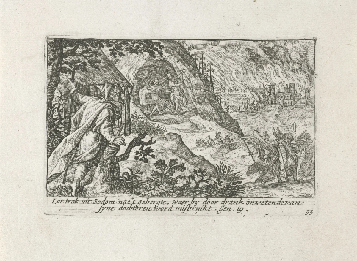 De vernietiging van Sodom en Gomorra by Crispijn van de Passe, print, 1700-1750