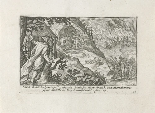 De vernietiging van Sodom en Gomorra by Crispijn van de Passe, print, 1700-1750