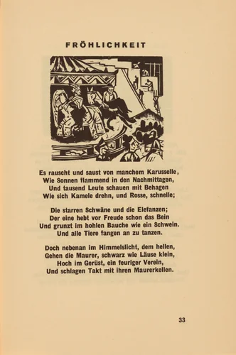 Fröhlichkeit (Joyfulness) (headpiece, page 33) from Georg Heym: Umbra Vitae (Georg Heym: The Shadow of Life) by Ernst Ludwig Kirchner, volume, 1924