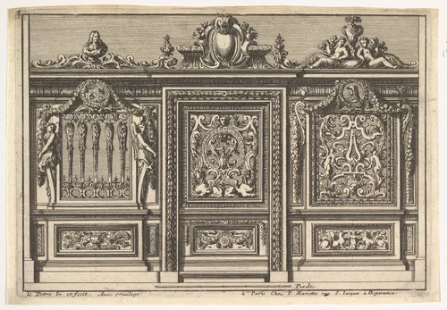 Design for a Choir Screen with Two Variants, from "Clôtures de chapelles" by Jean Le Pautre, print, 1618-1682