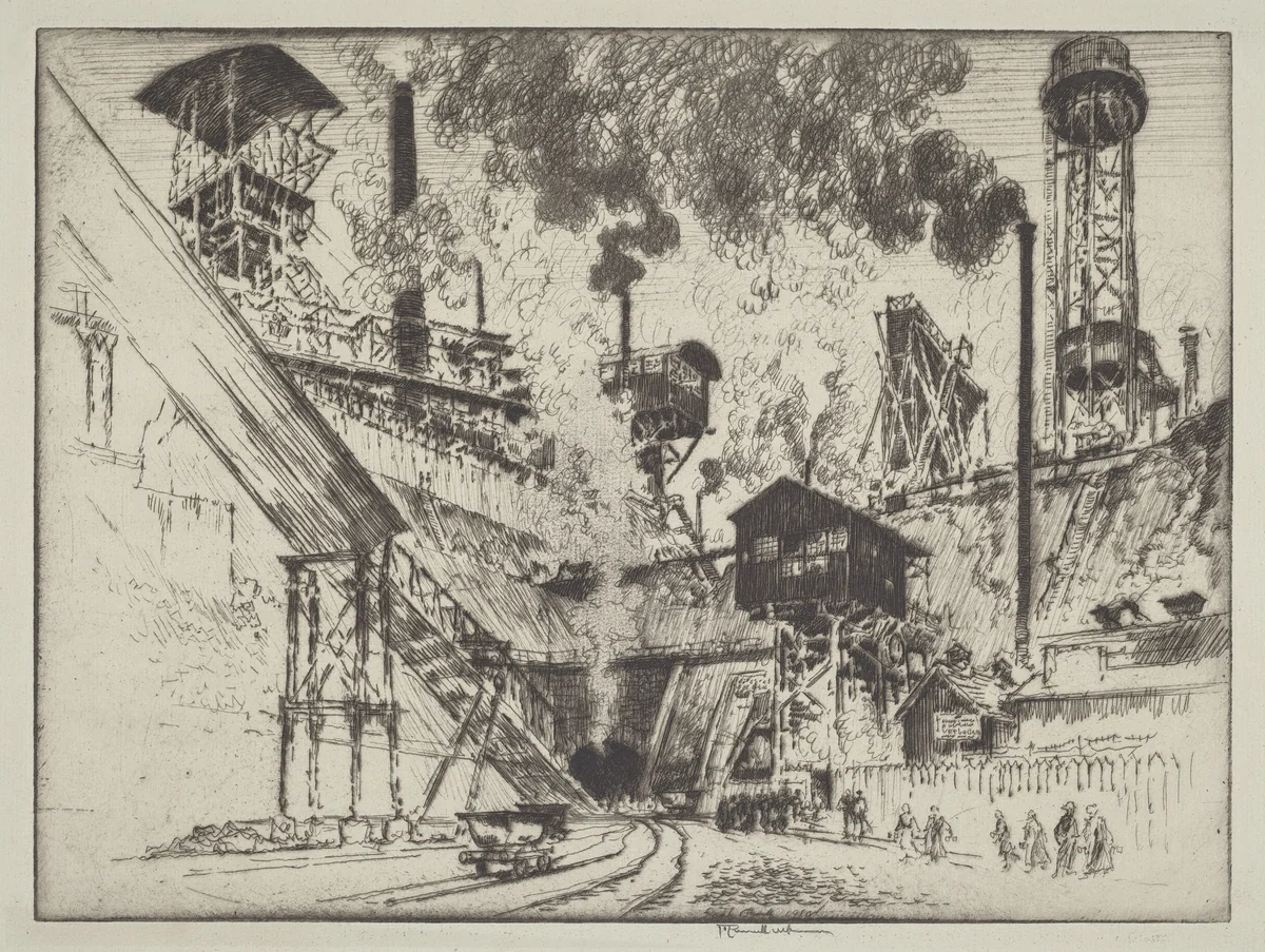Mouth of the Mine, Ruhrort near Oberhausen by Joseph Pennell, print, 1910