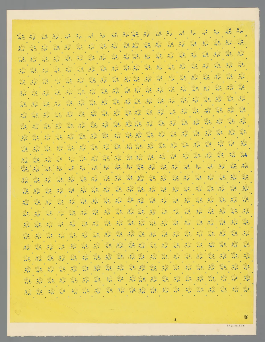 Blad met strooipatroon van bloemmotief by anonymous, print, 1800-1900