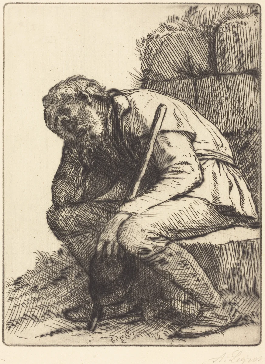 Desperate Man (Le desespere) by Alphonse Legros, print, 1837-1911