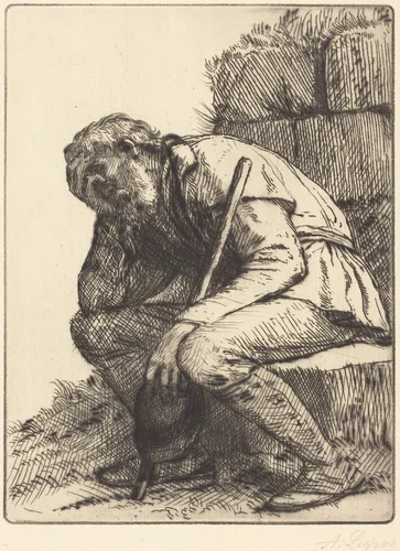 Desperate Man (Le desespere) by Alphonse Legros, print, 1837-1911