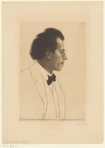 Portret van Gustav Mahler by Emil Orlik, print, 1902