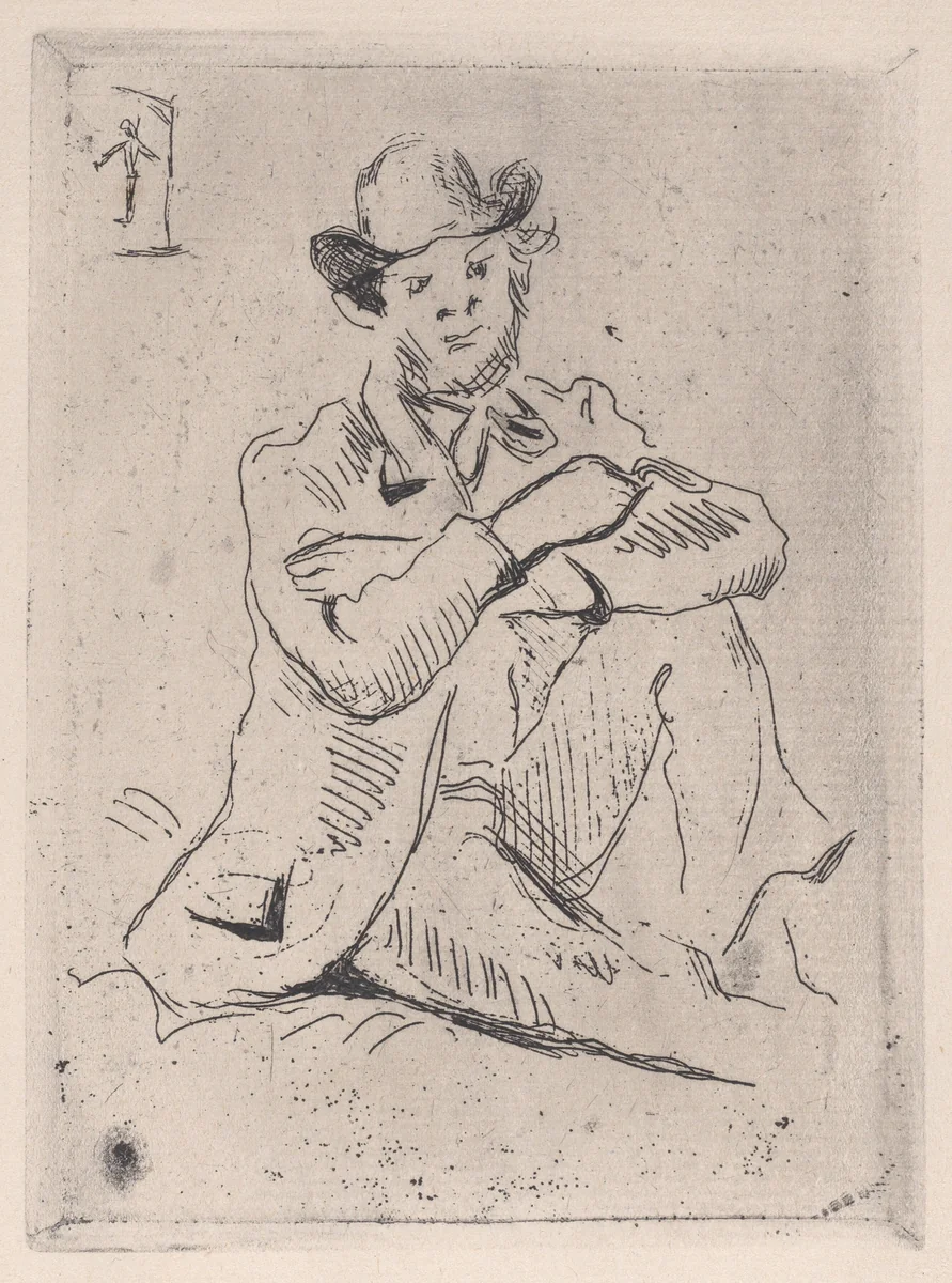 Portrait of Guillaumin with a Hanging Man by Paul Cézanne, print, 1873