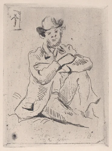 Portrait of Guillaumin with a Hanging Man by Paul Cézanne, print, 1873