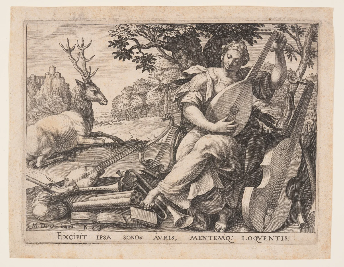 Hearing, from The Five Senses by Raphael Sadeler I, print, 1581