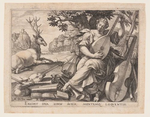 Hearing, from The Five Senses by Raphael Sadeler I, print, 1581