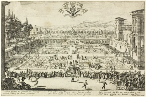 The Palace Gardens at Nancy by Jacques Callot, print, 1625