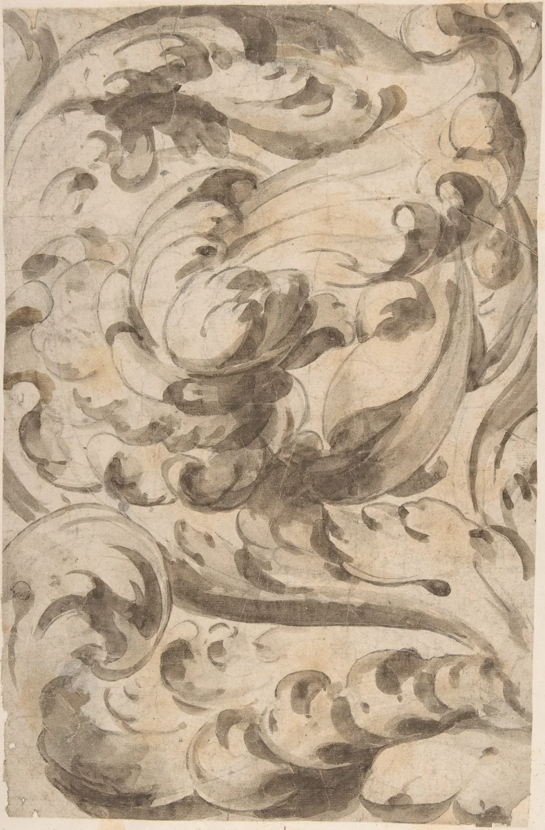 Overall Pattern of Acanthus Scrolls by anonymous, drawing, 1600-1699