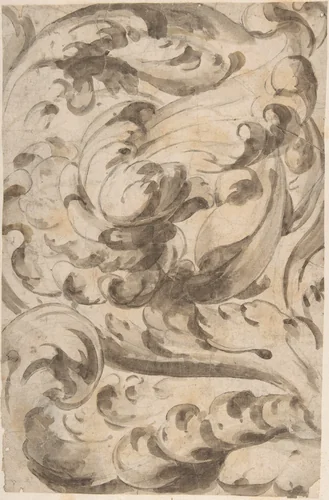 Overall Pattern of Acanthus Scrolls by anonymous, drawing, 1600-1699