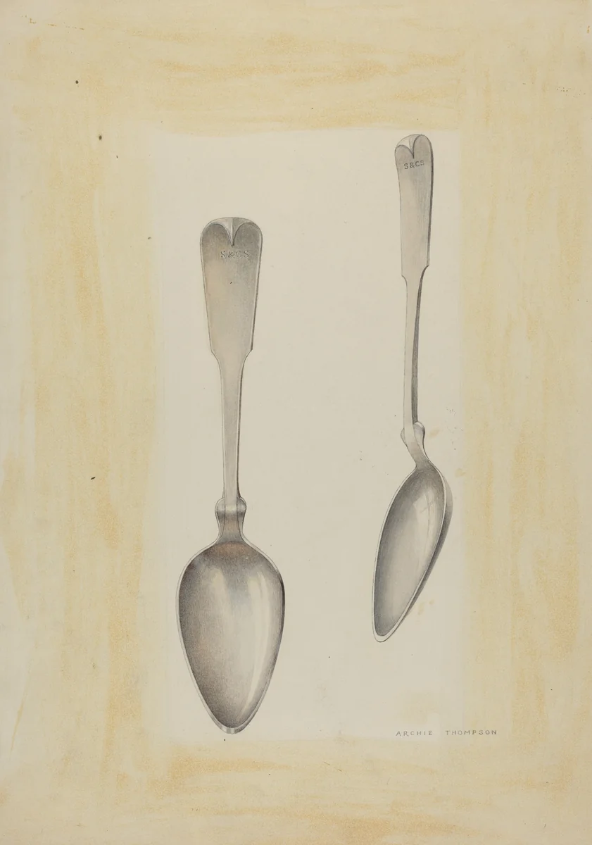 Bishop Hill: Large Silver Spoon by Archie Thompson, index of american design, 1939