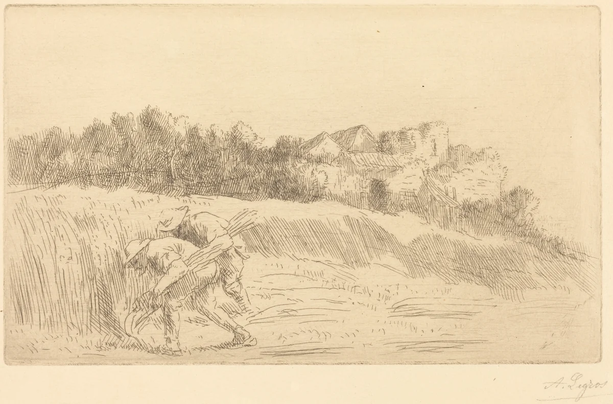 Harvesters (Les moissoneurs) by Alphonse Legros, print, 1837-1911