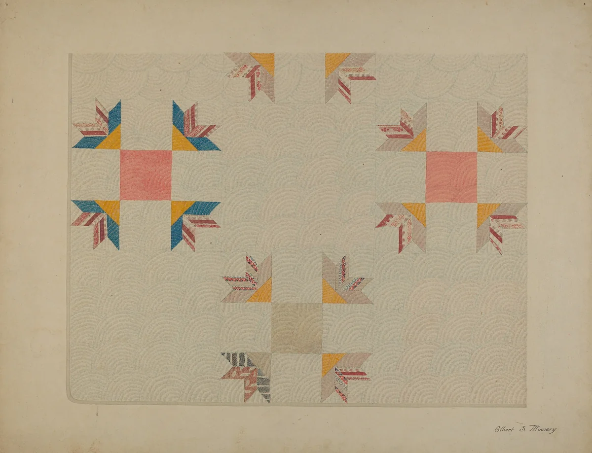 Patchwork Quilt by Elbert S. Mowery, index of american design, 1937