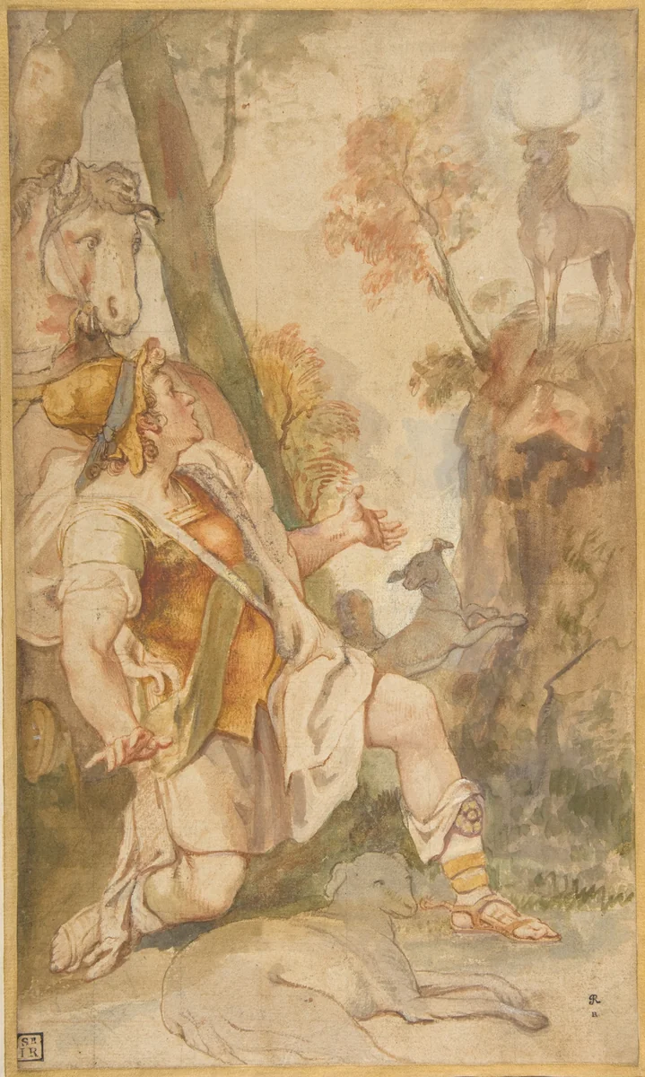 The Vision of Saint Eustace by Federico Zuccaro, drawing, 1542-1609