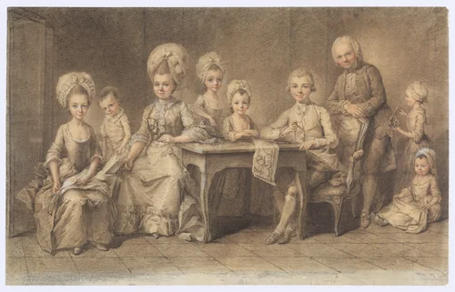 Family Portrait by Georg David Matthieu, drawing, 1737-1778