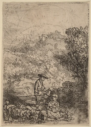 The Shepherd and His Family by Rembrandt van Rijn, print, 1644