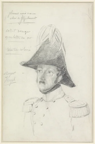 Portret van Majoor Hoyel by Jacob Joseph Eeckhout, drawing, 1831-1833
