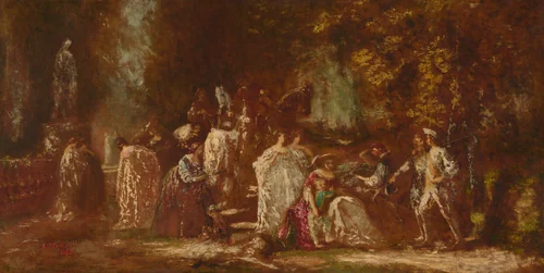 Return from the Hunt by Adolphe Monticelli, painting, 1860-1861
