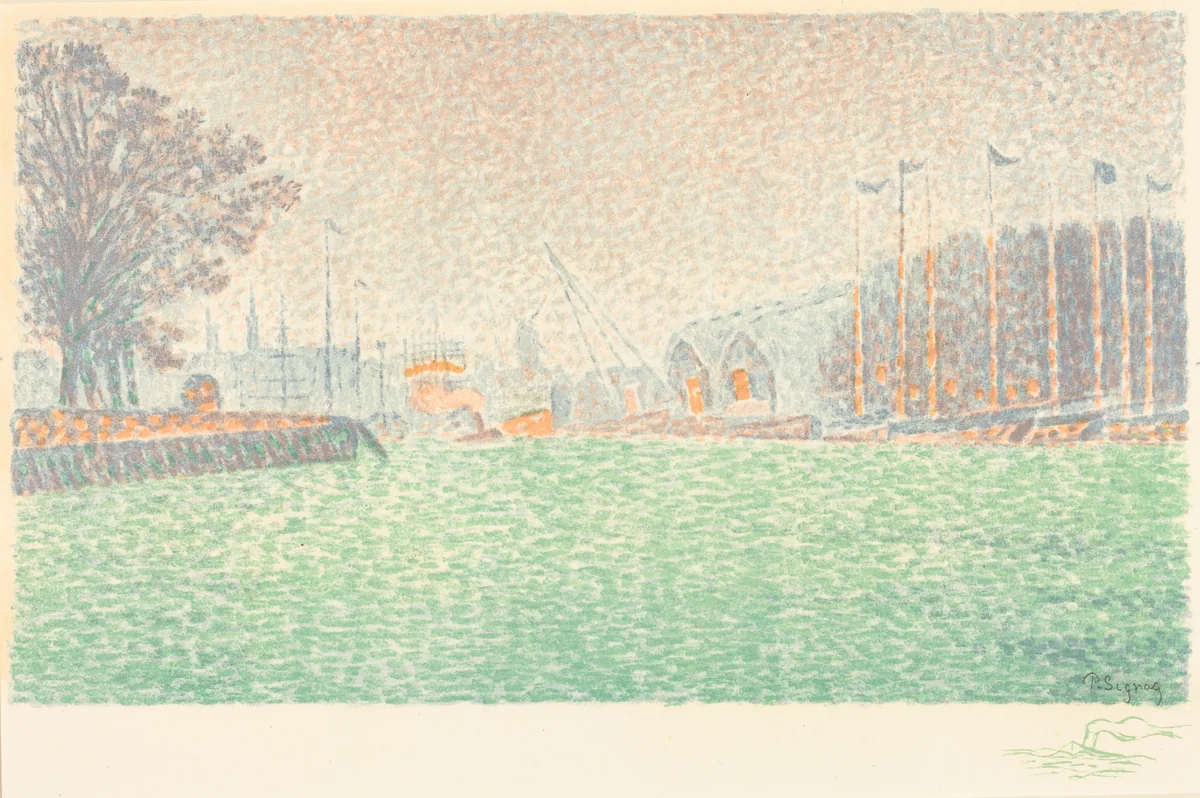 At Flushing (A Flessingue) by Paul Signac, print, 1895