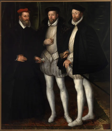 Portrait of the Brothers Gaspard (1519-1572), Odet (1517-1571) and François (1512-1569) de Châtillon-Coligny by anonymous, painting, 1579