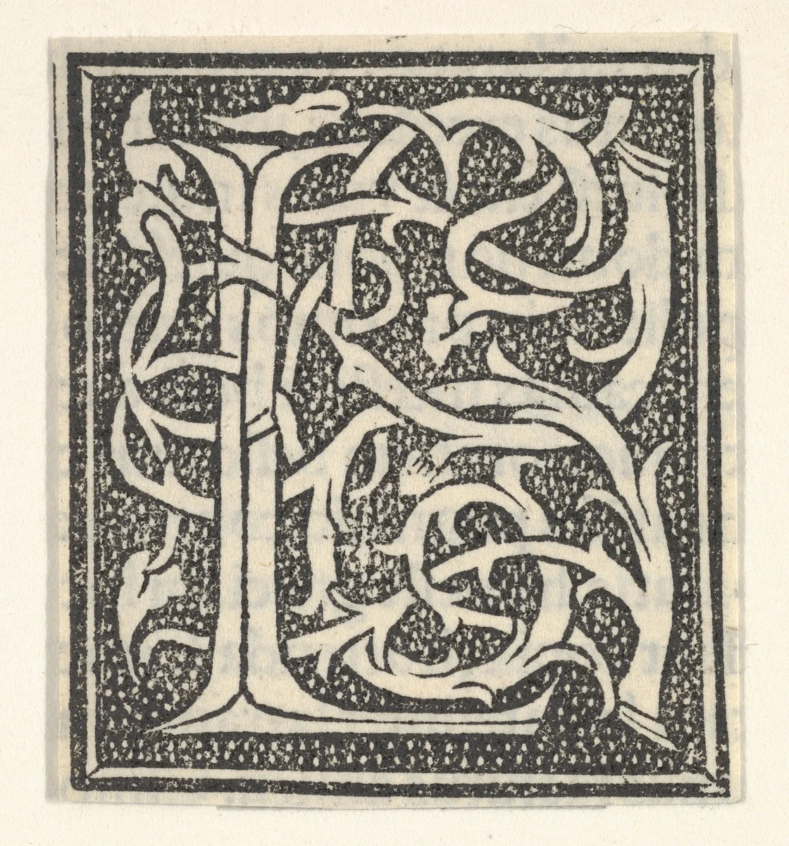 Initial letter L on patterned background by anonymous, print, 1520