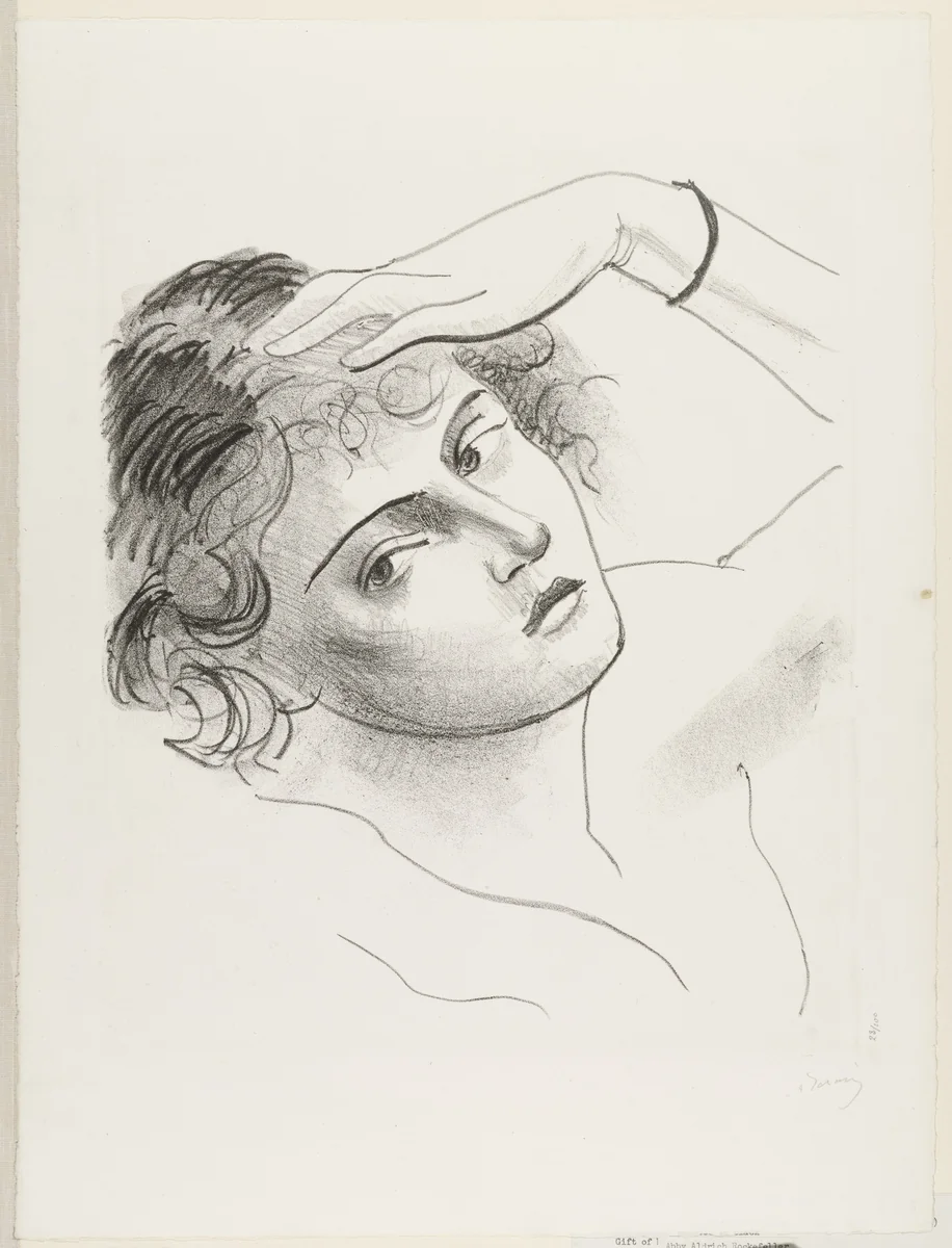 Woman Resting Her Head on Her Hand from the portfolio Metamorphoses by André Derain, print, 1927