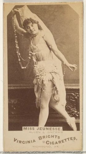 Miss Jeunesse, from the Actors and Actresses series (N45, Type 1) for Virginia Brights Cigarettes by Allen & Ginter, photograph, 1885-1891