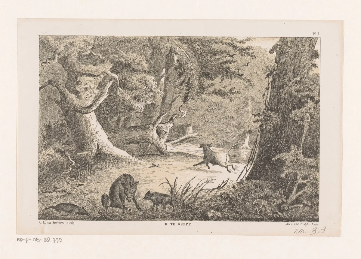 Nederland vóór de komst van de Germanen by Christiaan Lodewijk van Kesteren, print, 1853-1861