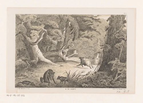 Nederland vóór de komst van de Germanen by Christiaan Lodewijk van Kesteren, print, 1853-1861