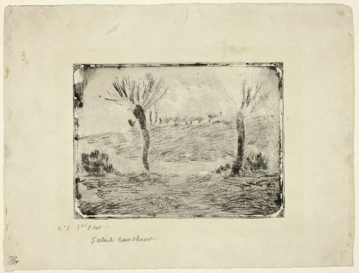 Setting Sun by Camille Pissarro, print, 1879