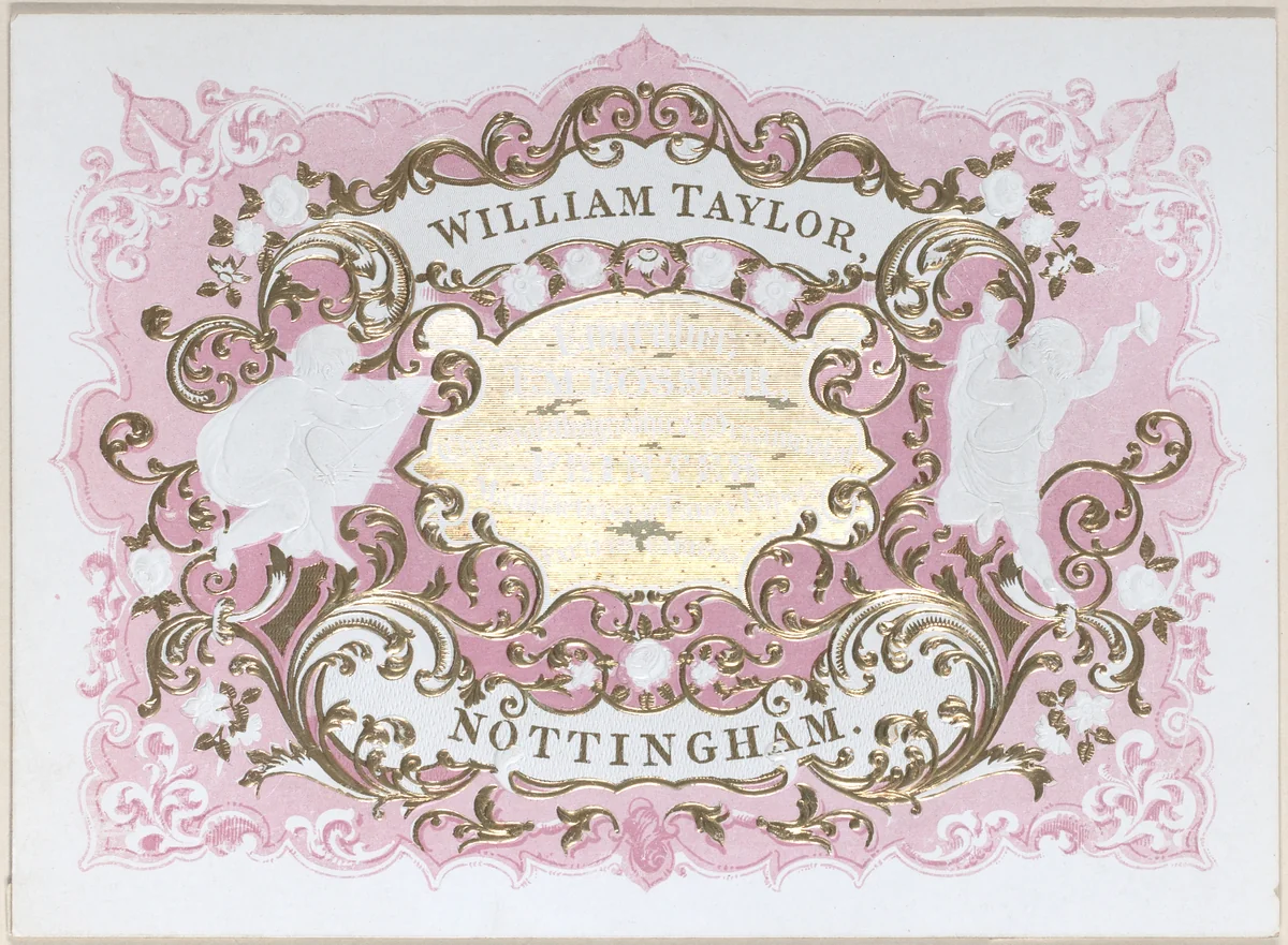 Trade card for William Taylor, engraver, embosser and printer by anonymous, other, 1800-1900