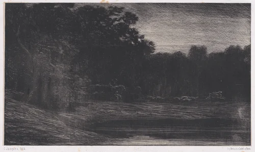 Chasse au Cerf by Charles Jacque, print, 1848-1858