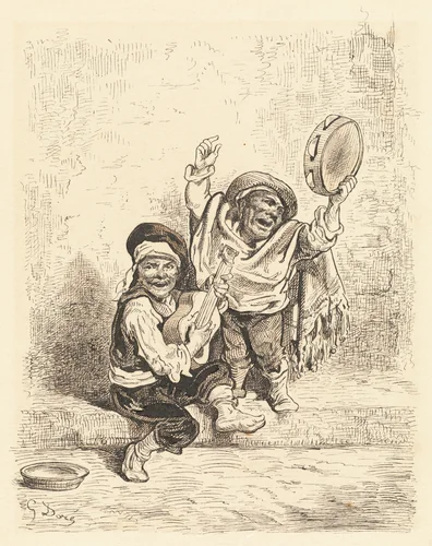 Dwarf Musicians of Granada by Gustave Doré, drawing, 1861-1862