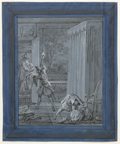 De echtgenoot, de vrouw en de dief / Le Mari, la Femme et le Voleur by Jean-Baptiste Oudry, drawing, 1732