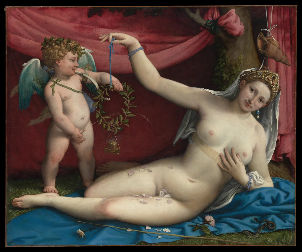 Venus and Cupid by Lorenzo Lotto, painting, 1520-1529