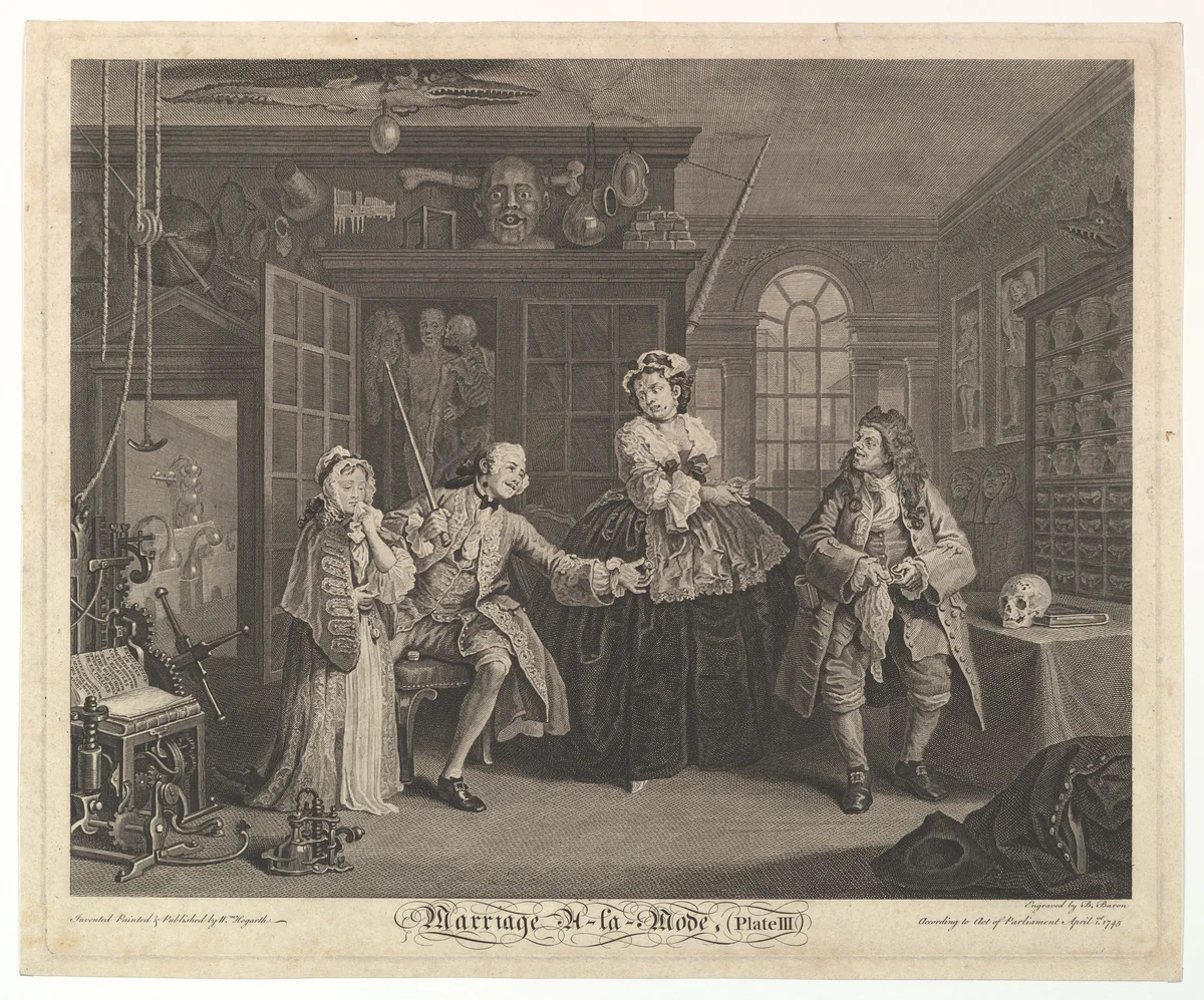 Marriage A-la-Mode, Plate III by Bernard Baron, print, 1745