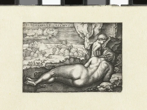 Heilige Johannes Chrysostomus als kluizenaar in de woestijn by Unknown, print, 1510-1550