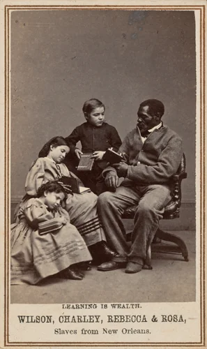 Learning is Wealth. Wilson, Charley, Rebecca & Rosa, Slaves from New Orleans by Charles Paxson, photograph, 1864