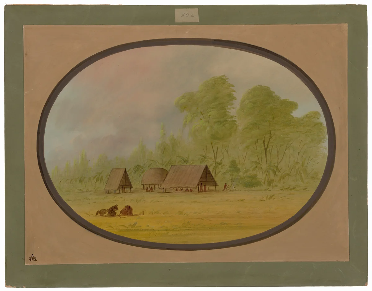Pacapacurus Village by George Catlin, painting, 1854-1869