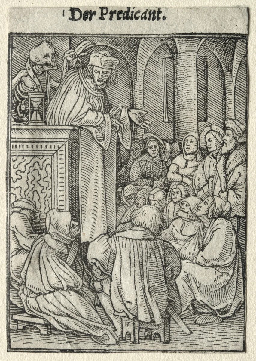 Dance of Death: The Preacher by Hans Holbein the Younger, print, 1521-1531