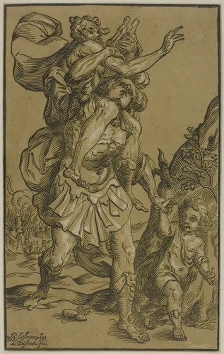 Aeneas and Anchises by Ludolph Büsinck
Jean Baptiste Lallemand, print, 1605-1648