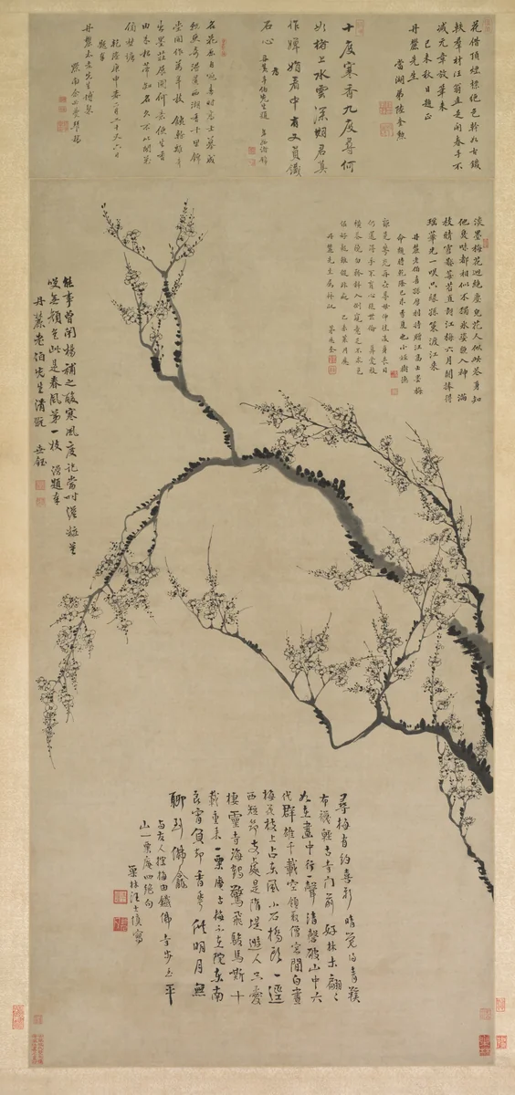 Plum Blossoms by Wang Shishen, painting, 1739