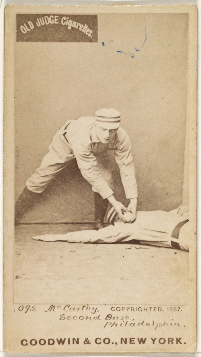 Thomas Francis Michael "Tommy" McCarthy, 2nd Base, Philadelphia, from the Old Judge series (N172) for Old Judge Cigarettes by Goodwin & Company, photograph, 1887