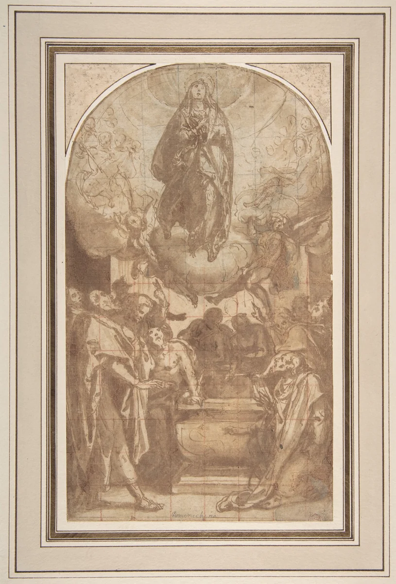 The Assumption of the Virgin by Cesare Nebbia, drawing, 1536-1614